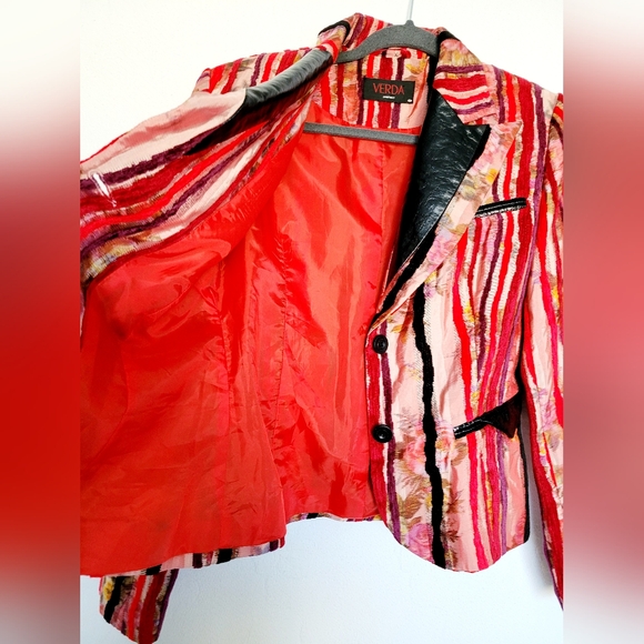 Verda Couture Exclusive Designer Jacket Multi Strips Wool Blend Size EU 40/US M - Picture 8 of 16